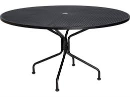 Woodard Wrought Iron Mesh 5 Wide Round 8 Spoke Dining Table With Umbrella Hole 190227 Round Outdoor Dining Table Round Patio Table Wrought Iron Table