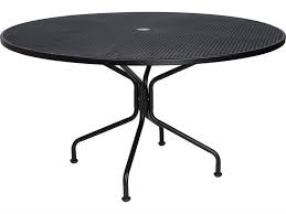 Divide the spread measurement in half. Woodard Wrought Iron Mesh 54 Wide Round 8 Spoke Dining Table With Umbrella Hole Round Outdoor Dining Table Round Patio Table Iron Base Table