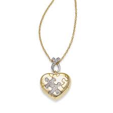 Autism awareness crystal puzzle piece necklace. Heart Shaped Autism Puzzel Piece Locket Sterling Silver And Vermeil Long Island Jewelers Fortunoff Fine Jewelry