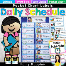 Editable Daily Schedule Pocket Chart Visual Timetable By