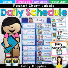 editable daily schedule pocket chart visual timetable by