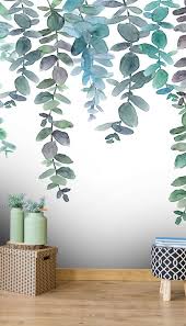 Evergreen Hanging Eucalyptus Wallpaper Wallsauce Uk Feature Wall Wallpaper Green Wallpaper Paint My Room