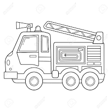 Aperçu De La Page De Coloriage Du Camion De Pompiers De Dessin Animé.  Transports Professionnels. Livre De Coloriage Pour Les Enfants. Clip Art  Libres De Droits, Svg, Vecteurs Et Illustration. Image 192567681