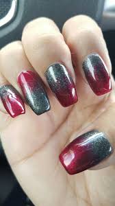 Black And Red Ombre Nails In Love Red And Gray Ombre Red Ombre Nails Ombre Nails Red Tip Nails