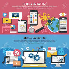 Set Of Horizontal Banners With Mobile Apps Graphic Design Satellite Internet And Digital Marketing Isolated Vector Illus Mobile App Graphic Digital Marketing