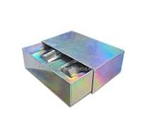 Custom Recyclable Cardboard Large Gift Paper Box Creative Laser Silver  Holographic Design Drawer for Cosmetic Packaging Embossed