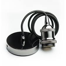 Great savings & free delivery / collection on many items. Vintage Black Chrome Light Pendant Kit E26 Bulb Holder Ceiling Rose Cable 1 3m 5057360315348 Ebay