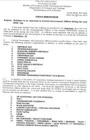 Knowledge Blog On Indian Labour Law And Human Resource Advocate Girish Jayram Vivalkar Holiday List For The Year 2020 For Central Government Offices