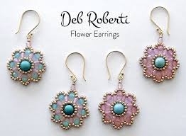 Updated Beaded Flower Earrings Pattern Around The Beading Table Earring Patterns Beaded Jewelry Beaded Jewelry Patterns
