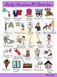 Daily Routines Useful Words To Describe Your Daily Activities 7esl Verbs For Kids English Verbs Daily Routine In English