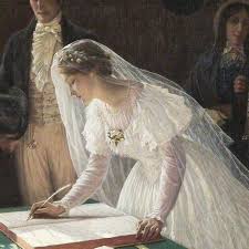 Edmund Blair Leighton British 1853 1922 The Wedding Register 1920 Art Detail Artdetail Painting Classicalart Wome Persian Art Painting Art British Art