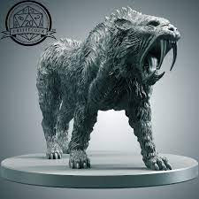 Artstation Saber Toothed Tiger Critit Miniature Francesco Orru Tiger Art Sabertooth Tiger Sabertooth