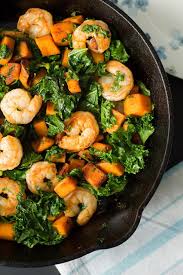 Sweet Potato Shrimp And Kale Skillet Shrimp Recipes Healthy Recipes Kale Recipes
