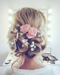 Bridal Updo With Flowers My Sweet Engagement Bridal Hair Wedding Hairstyles Bride Hairstyles