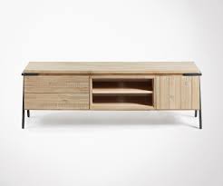 Meuble tv bois disponible en nombreux styles : Meubles Tv 165 Cm En Bois Acacia Et Pieds Metal Top Tendance
