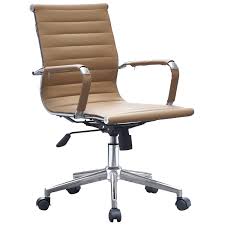 2xhome Office Chair Mid Back Tan Ergonomic Adjustable Height Swivel With Padded Arms Wheels Work Executive Task On Sale Overstock 13769424