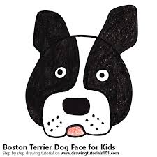 How to draw a boston. Learn How To Draw A Boston Terrier Dog Face For Kids Animal Faces For Kids Step By Step Drawing Tutorials