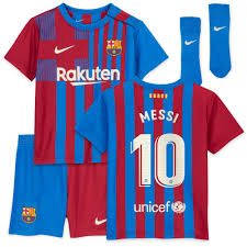 Najlepsze oferty i okazje z całego świata! Barcelona Home Stadium Kit 2021 22 Infants With Messi 10 Printing