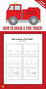 Email a photo of your art: How To Draw A Fire Truck 10 Minutes Of Quality Time Drawing Lessons For Kids Fire Truck Drawing Drawing For Kids