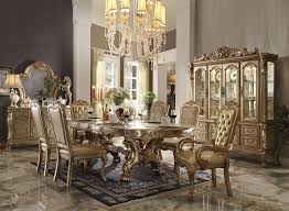 Our extensive range of formal dining sets is sure to let you find the perfect dining set for your home without having to waste countless hours in the hunt. Dresden Gold Table 63150 Acme Corporation Family Size Dining Gold Dining Room Formal Dining Room Sets Dining Room Sets
