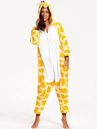 Funny Giraffe Animal Onesie Pajamas Fashion Womens Women Yellow Onesie Pajamas Pajamas Women Animal Onesie