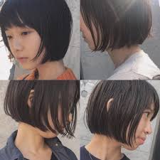 えりあしがギリギリまで短いボブ 顔まわりのレイヤーの長さで遊びましょう 黒髪の切りっぱなし感がかわいい ギリギリボブ 切りっぱなしボブ 紺野ショート スケジュール 11 12 13 今週の土日 は お休みを頂いて korean short hair hair beauty