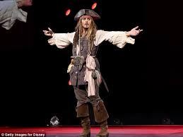 This is a movie accurate pirate coat made after the character will pirates of the caribbean at world's end costumes on display. Johnny Depp Shows Up In Pirates Of The Caribbean Character At Disney S D23 Expo Daily Mail Online