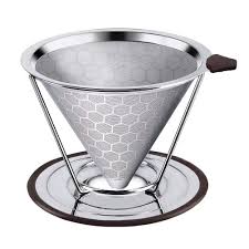 Can also be used to strain out larger solids by placing a mesh strainer on top. Stainless Steel Coffee Filter Mesh Strainer With Stand Tea Dripper Pour Funnel Parts Accessories Kitchen Dining Bar