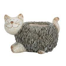 Dress up your yard with a modern cement or black & white planter. Cat With Pebble Effect Planter
