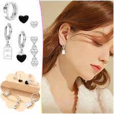 TIMIFIS Earrings Women's Fashion Three Pairs Set Of Stud Earrings Color  Combination Stud Earrings Gift Jewelry