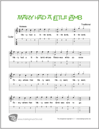 Mary Had A Little Lamb Free Beginner Guitar Sheet Music Tab