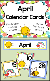 April Calendar Cards Classroom Calendar Preschool