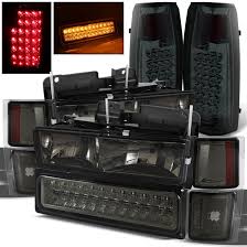 For 94 99 Chevy Tahoe Suburban Smoked Headlights Led Bumper Led Tail Lights Chevy Tahoe Chevy New Chevy Truck
