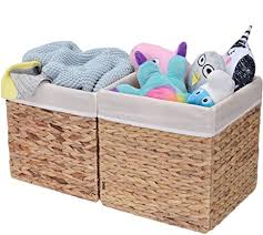Ships from and sold by natural & handy craft. Amazon Com Storageworks Rectangular Wicker Baskets For Shelves Water Hyacinth Hand Woven Baskets With Linings Medium 10 2 X 10 2 X 10 6 Inches 2 Pack Home Kitchen