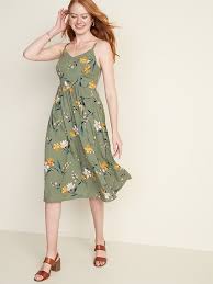Printed Fit Flare Cami Midi Dress For Women In 2020 Cami Midi Dress Dresses Nice Dresses