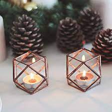 Check out our stained glass candle holder selection for the very best in unique or custom, handmade pieces from our candleholders shops. Amazon Com Waen Candle Holders Collection Stained Glass Geometric Candle Holder Set Of 2 Cuboctahedron Copper Silver Black Handmade