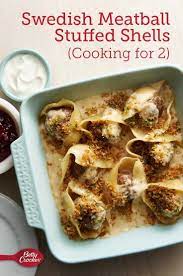 Swedish Meatball Stuffed Shells Cooking For 2 Recipe Recipes Food Dishes