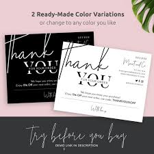 Minimalist Thank You For Your Order Card Template Thank You Etsy In 2020 Business Thank You Cards Business Thank You Notes Thank You Card Design