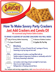 It S So Simple To Make Savory Party Crackers Find Out More About Our Products On Https Savoryfinefoods C Seasoned Crackers Savoury Crackers Cracker Recipes