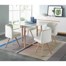 lund ensemble table a manger 4 personnes style industriel decor chene 4 chaises simili blanc l table a manger pas cher table a manger table salle a manger