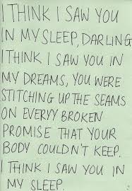 I Think I Saw You In My Sleep Darling I Think I Saw You In My Sleep Darling I Think I Saw You In My Dreams You Were Stitching Up The Seams On Every Broken La Dispute Lyrics Quotes