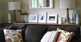 Shelf Behind Couch Looks Like A Sofa Table Because I Don T Have End Tables Sofa Table Decor Table Behind Couch Couch Decor