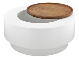 The table top is crafted from layered plywood with a melamine layer completing the top. Ya Ya Round Storage Coffee Table By Lenny Kravitz Tuvie