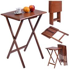 Skb Family Set Of 4 Portable Wood Tv Table Folding Tray Desk Serving Furniture Walnut New Serving Furniture Wood Dining Room Living Room Furniture Styles
