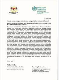 Jkr negeri sembilan surat penghargaan surat penghargaan. Kkmalaysia On Twitter Surat Penghargaan Kepada Semua Kakitangan Kesihatan Dan Petugas Di Barisan Hadapan Malaysia Sempena Hari Kesihatan Sedunia 2020 Appreciation Letter To Our Healthcare Workers And Other Frontline In Malaysia Muhyiddinyassin