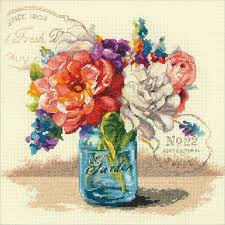 Fold cloth in half and then in half again to find the center. Embroidery Cross Stitch Pattern Flowers In A Glass Jar Cross Stitch Chart Counted Cross Stitch Pattern In Pdf Format Embroidery Sewing Needlecraft Kromasol Com