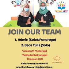 6 lowongan kerja ponorogo bulan januari 2021.kami menemukan sebanyak 6 lowongan kerja ponorogo dan yang berkitan dengan lowongan kerja ponorogo, loker ponorogo, rekrutmen ponorogo, peluang karir ponorogo, kesempatan berkarir ponorogo di loker.my.id. Lowongan Kerja Customer Service Center Smart Kidz Di Solo Info Loker Solo