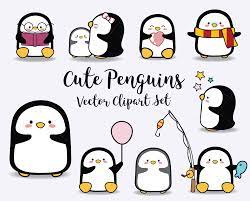 Cute penguin with a fish. Penguin Clipart Cute Penguins Clip Art Birds Clipart By My First Invite Thehungryjpeg Com