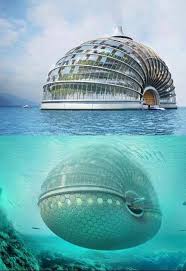 Maison Flottante Du Futur En Forme De Coquillage Met Afbeeldingen Organische Architectuur Futuristische Architectuur Architectuur