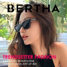 Promo Bertha Kacamata Sunglasses Anti UV Style Kotak Bahan TR90 Simple  Fashion Pria Dan Wanita G47